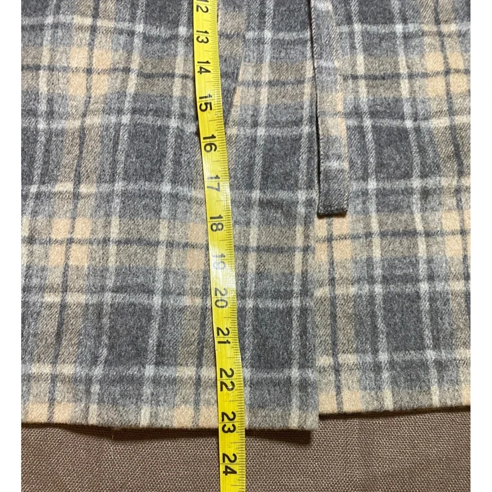 Talbots‎ Plaid Wool Blend Belted Knee Length Skirt Women Size 4 Gray Beige